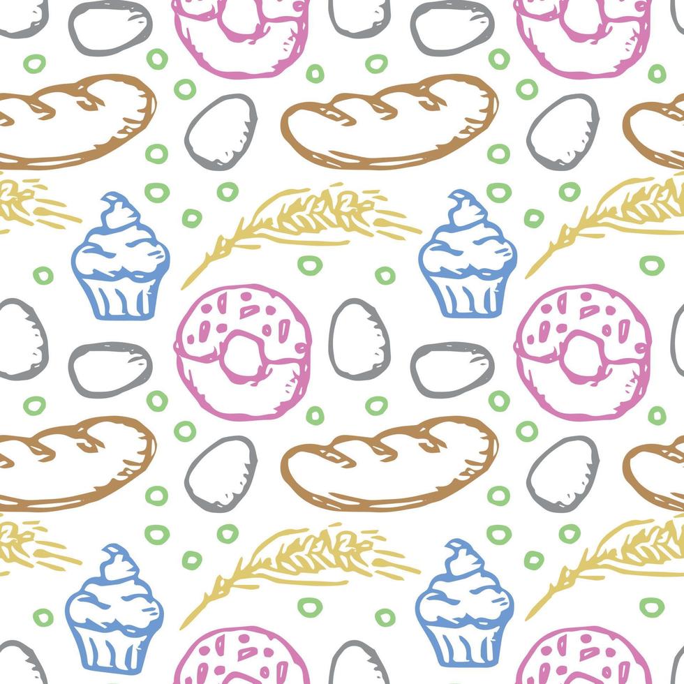Seamless pattern with food icons. doodle food pattern vector