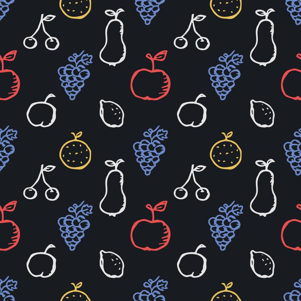 Seamless fruit pattern. doodle background with fruit icons. Fruit background vector