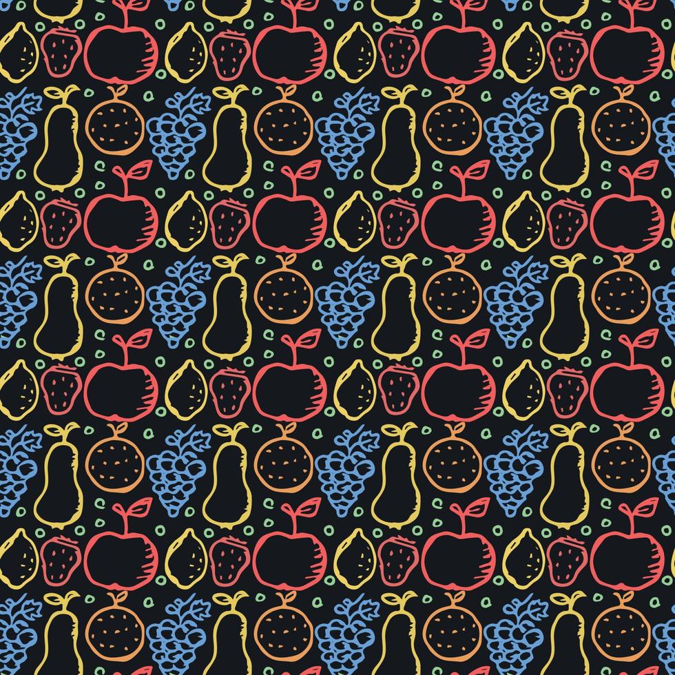 Seamless fruit pattern. doodle background with fruit icons. Fruit background vector