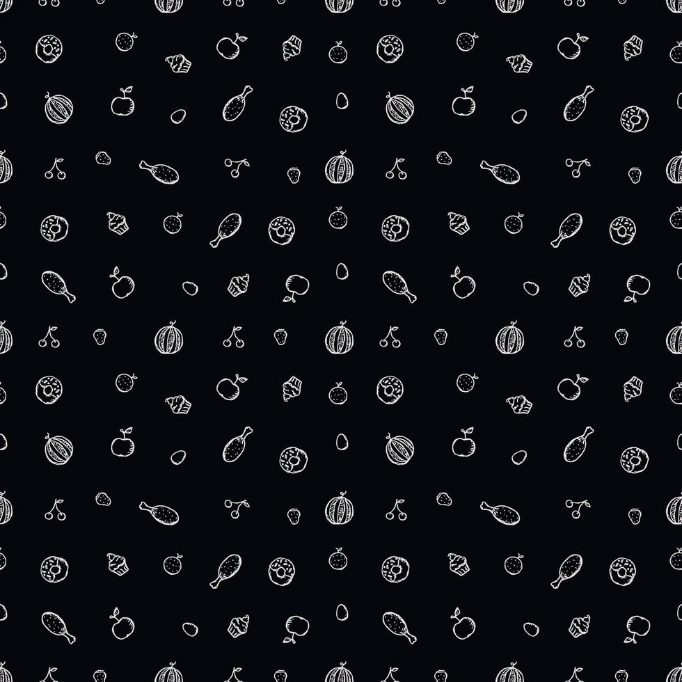 Seamless pattern with food icons. doodle food pattern. Food background vector
