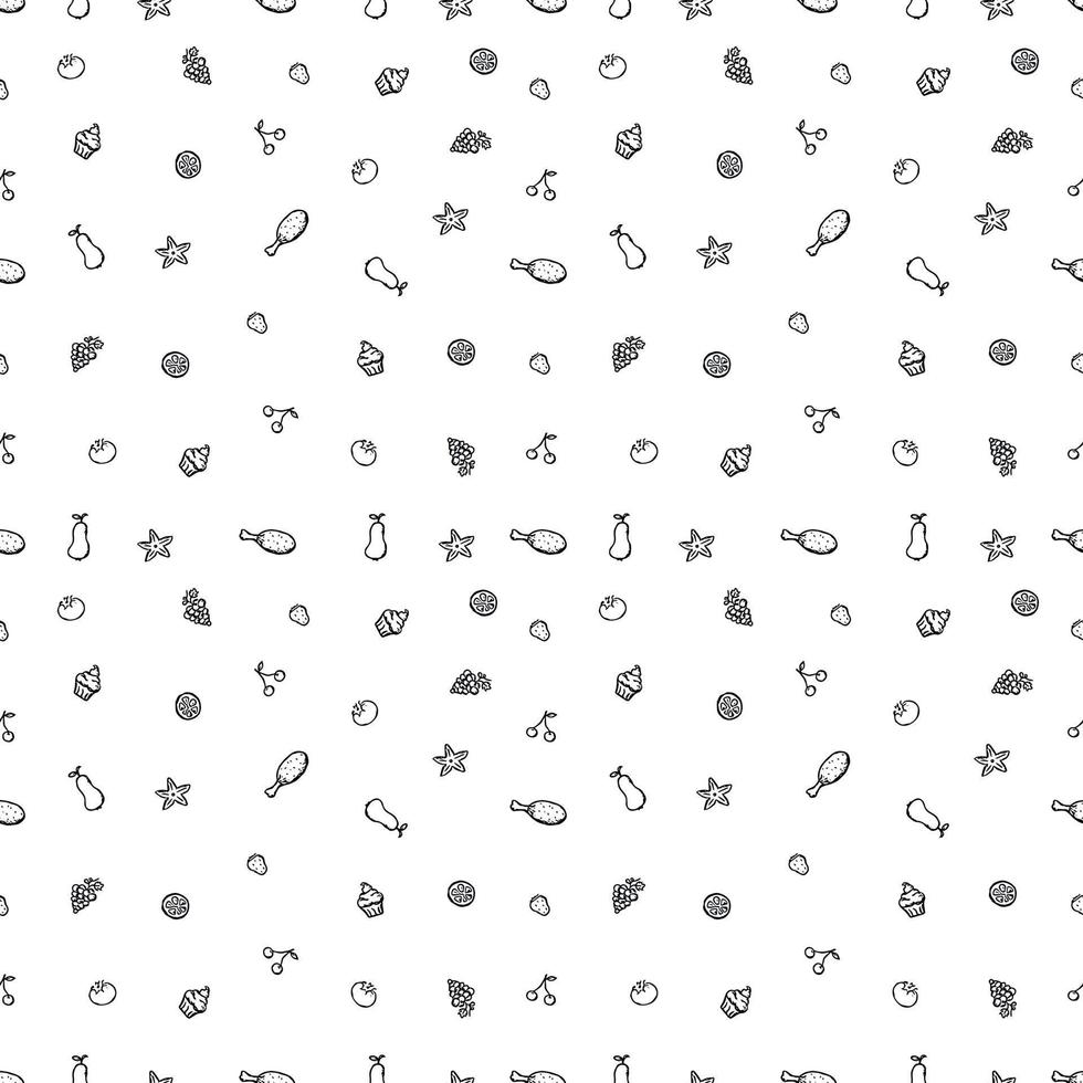 Seamless pattern with food icons. doodle food pattern. Food background vector