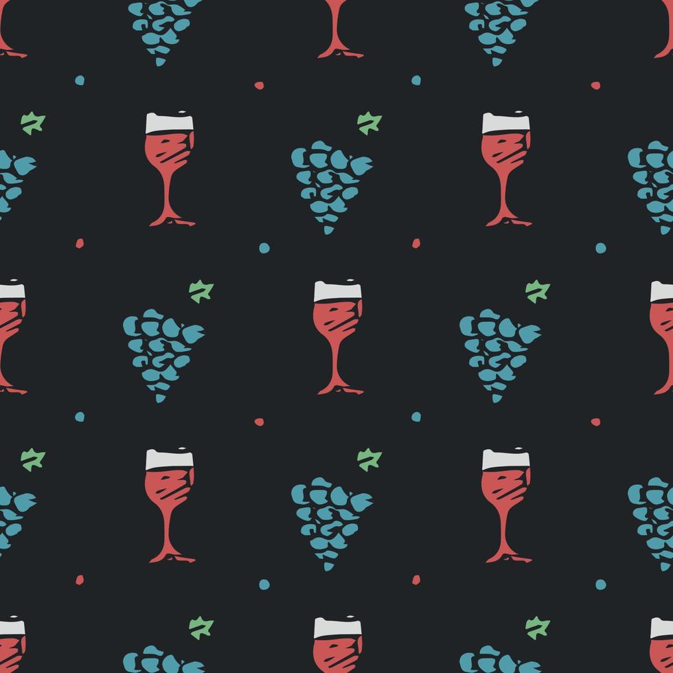 seamless wine pattern. vector doodle illustration with wine and grape. pattern with wine
