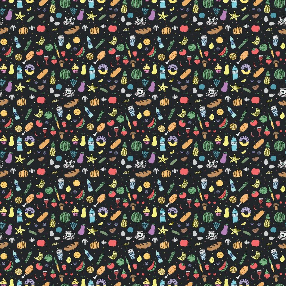 Seamless pattern with food icons. doodle food pattern. Food background vector