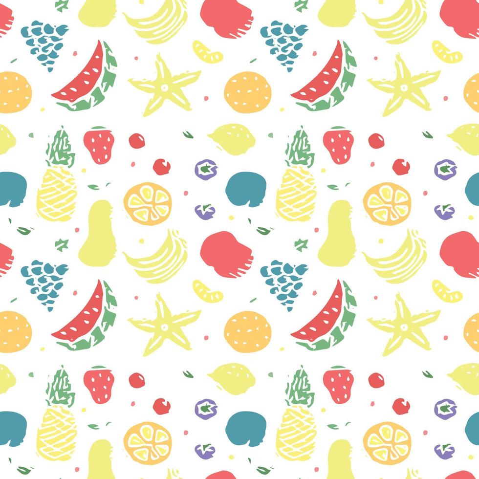 Seamless fruit pattern. doodle background with fruit icons. Fruit background vector