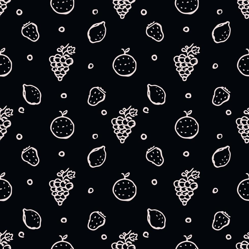 patrón de frutas sin fisuras. garabatear fondo con iconos de frutas. fondo de frutas vector