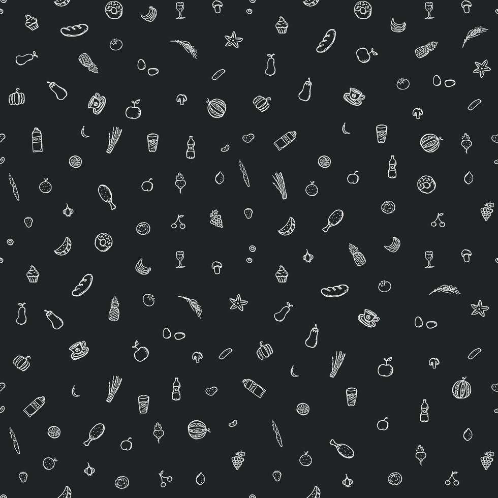 Seamless pattern with food icons. doodle food pattern. Food background vector