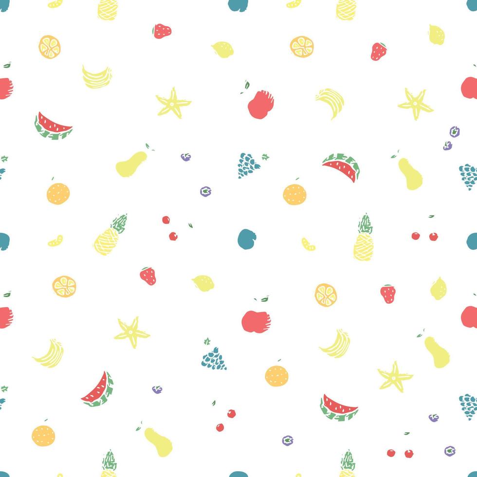 Seamless fruit pattern. doodle background with fruit icons. Fruit background vector