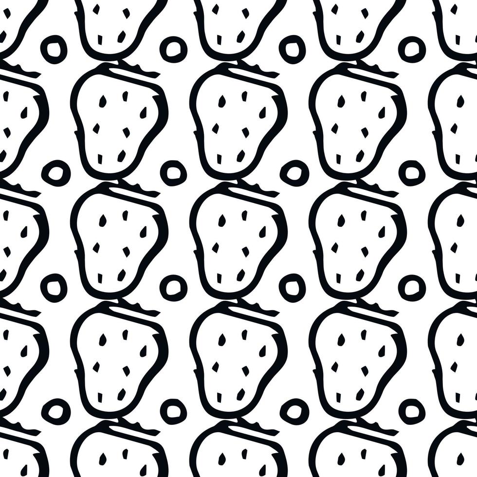 Seamless strawberries pattern. Doodle vector with red strawberries icons. Vintage strawberries pattern