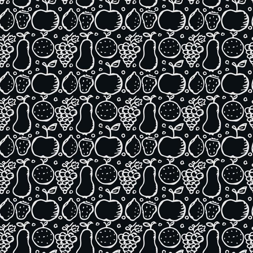 Seamless fruit pattern. doodle background with fruit icons. Fruit background vector