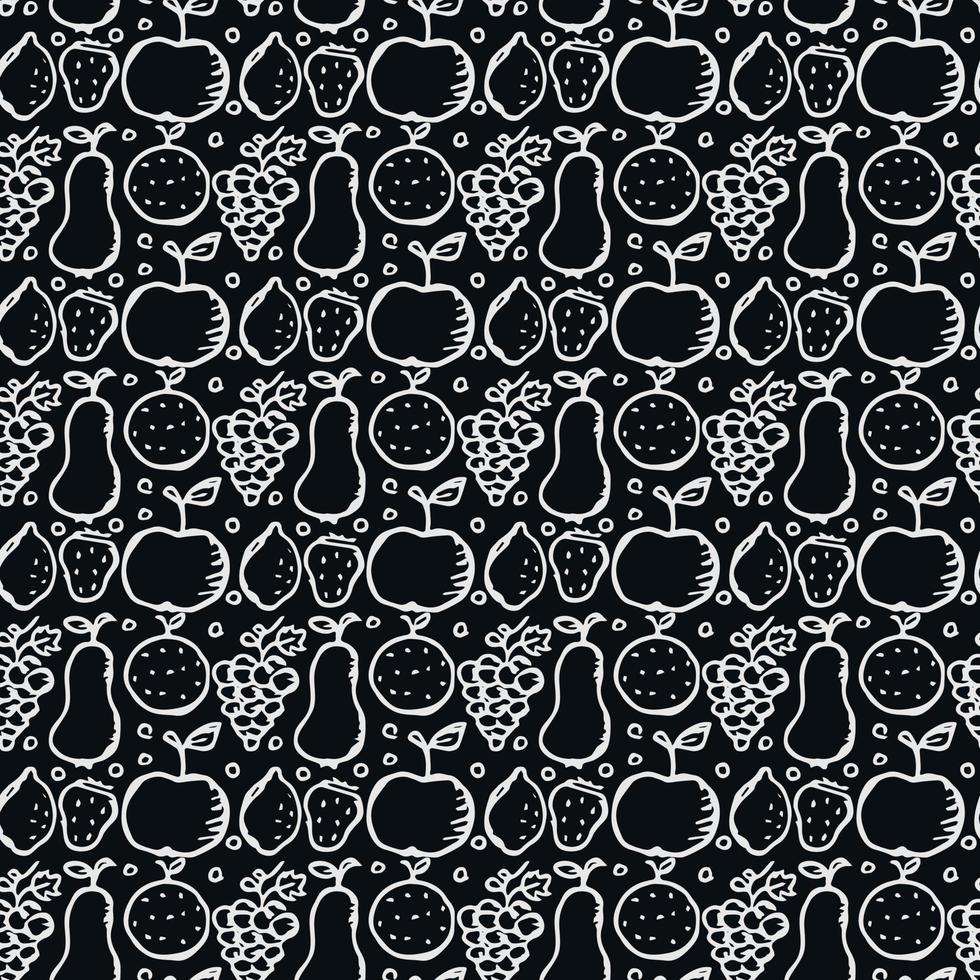 Seamless fruit pattern. doodle background with fruit icons. Fruit background vector