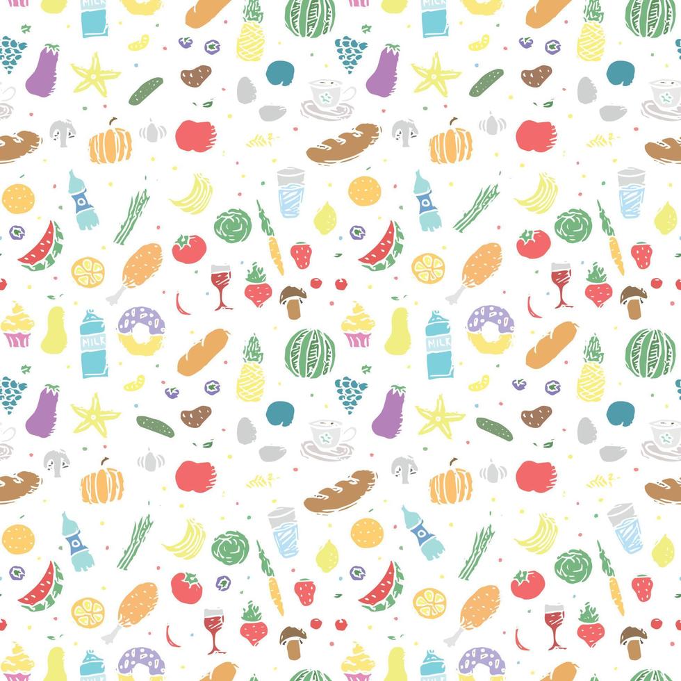 Seamless pattern with food icons. doodle food pattern. Food background vector