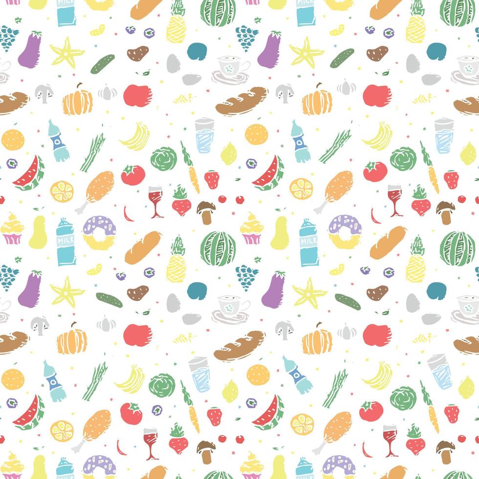 Seamless pattern with food icons. doodle food pattern. Food background vector