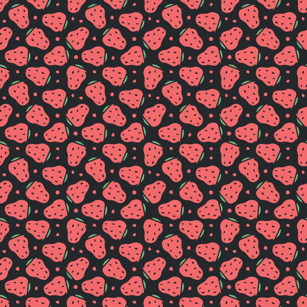 Seamless strawberry pattern. Doodle vector with strawberry icons. Vintage strawberry pattern