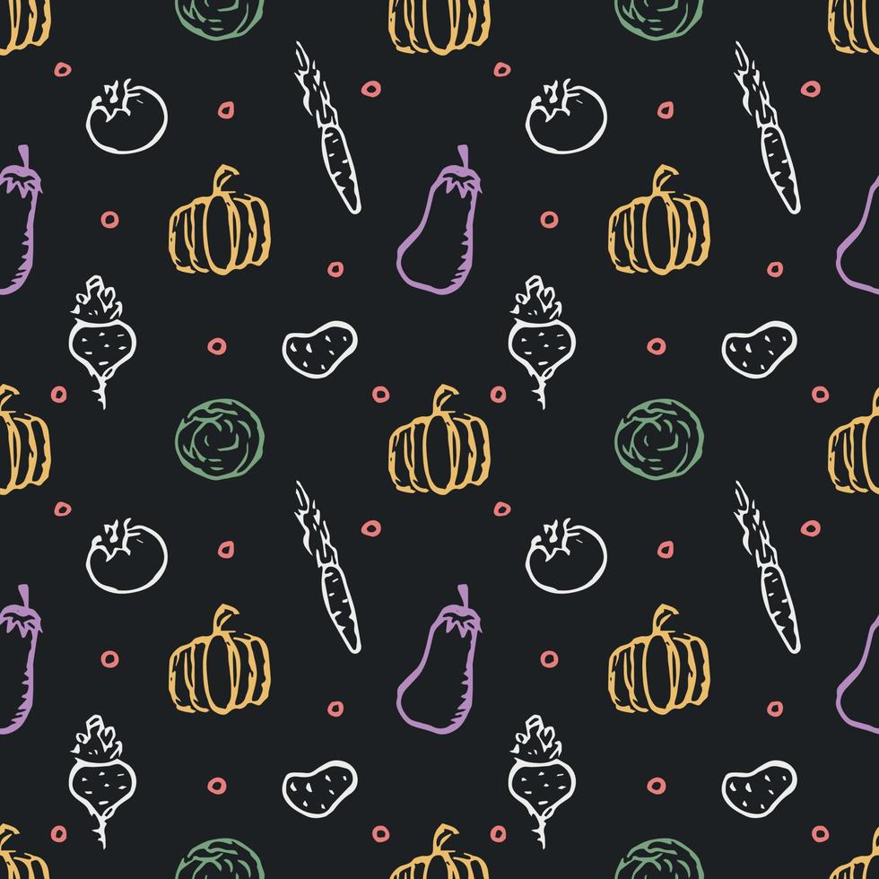 Seamless pattern with vegetable icons. doodle vegetables pattern. Food background vector