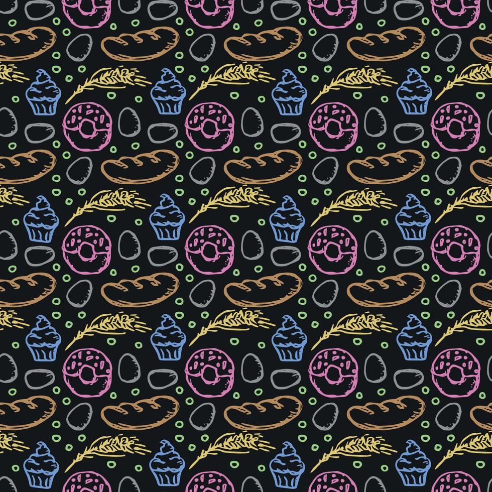 Seamless pattern with food icons. doodle food pattern vector