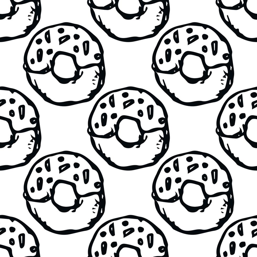 seamless donut pattern. Doodle vector pattern with donut icons. donut background