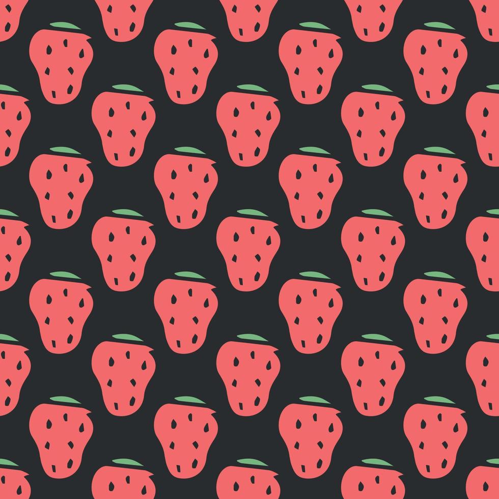 Seamless strawberry pattern. Doodle vector with strawberry icons. Vintage strawberry pattern