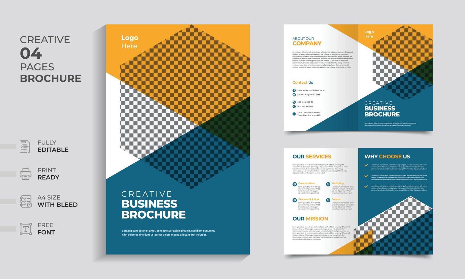 Corporate business brochure template layout design, creative business brochure, professional business profile design, corporate company profile, annual report, editable template layout. vector