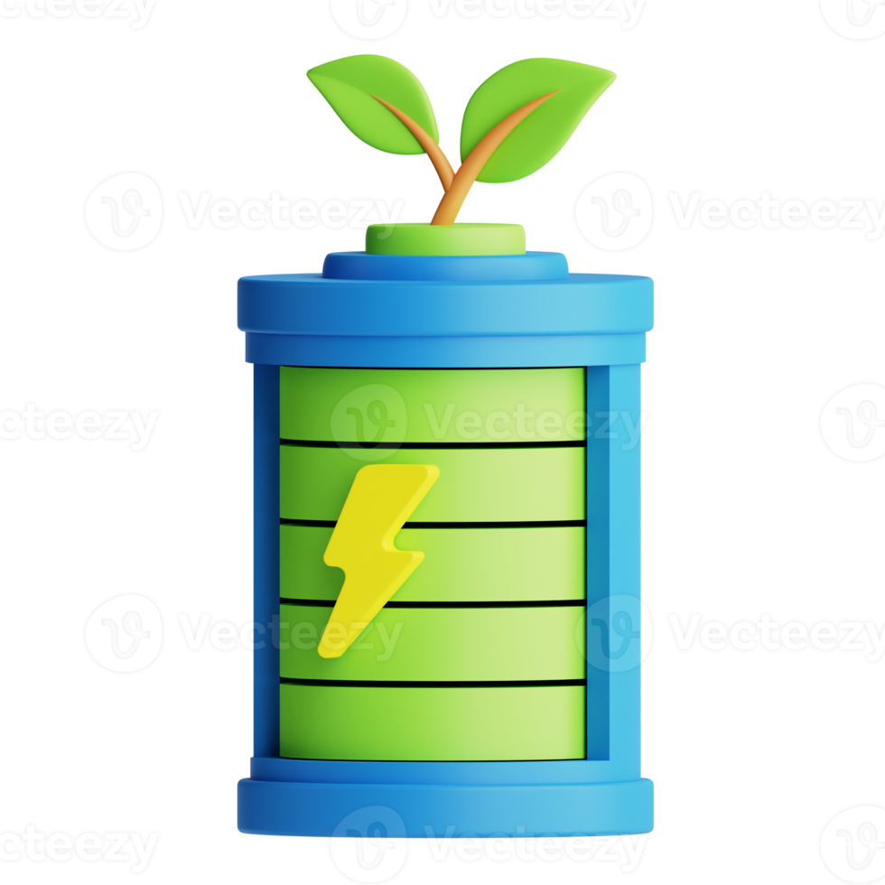 3d icône bio batterie isolé sur le transparent Contexte png