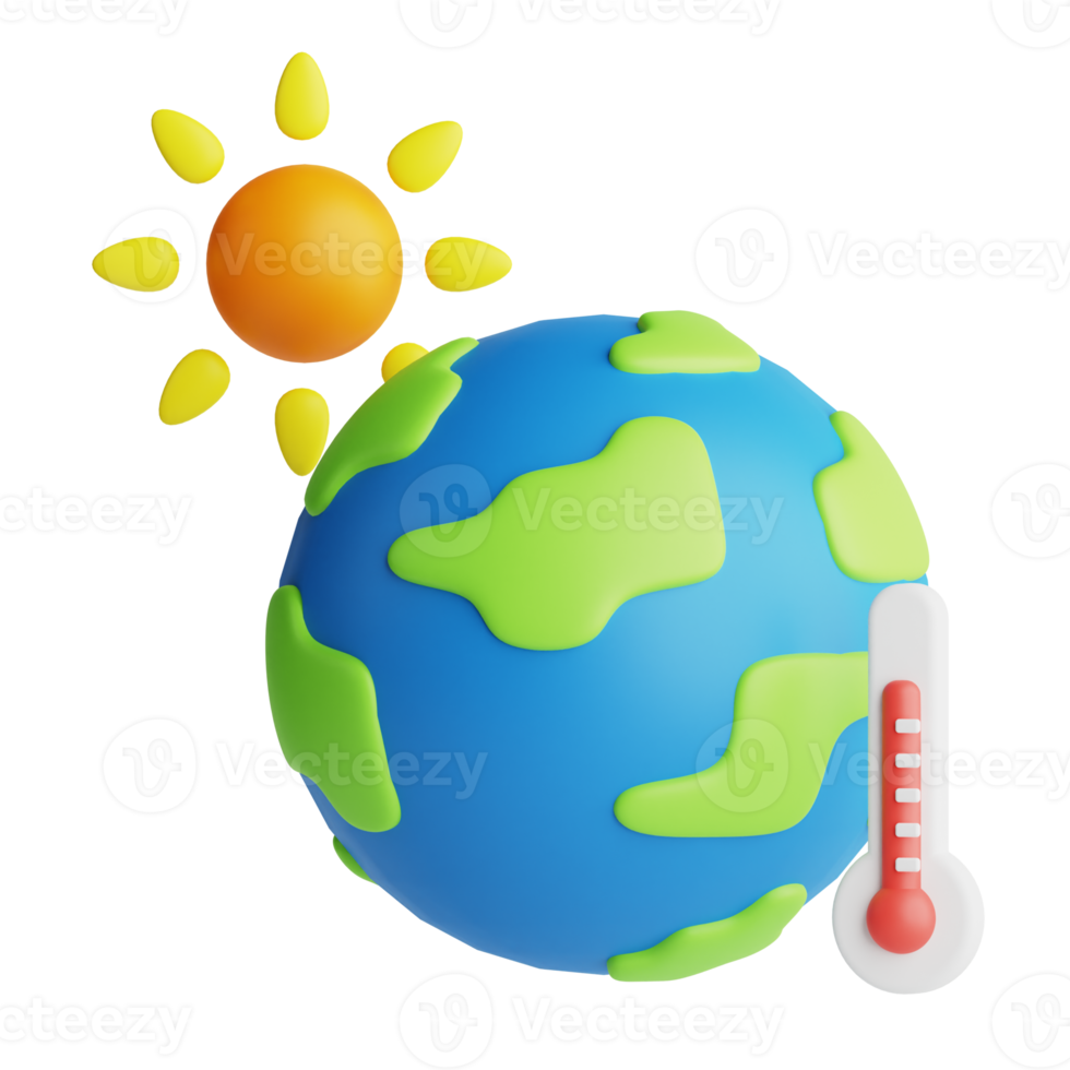 3d ícone global aquecimento isolado em a transparente fundo png