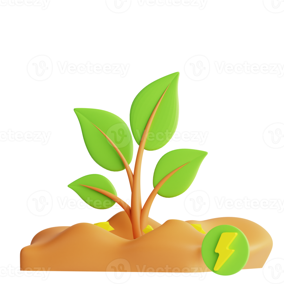 3d icône vert énergie isolé sur le transparent Contexte png
