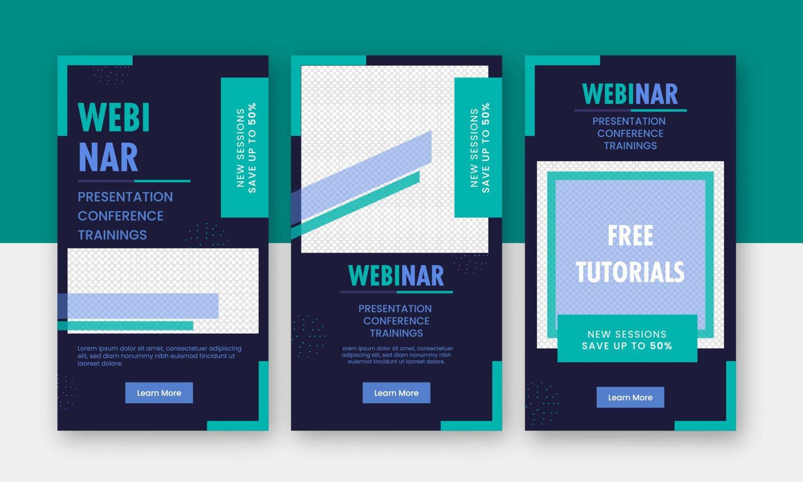 Webinar Social Media Post Template Design Set with Discount Offer For Sale. vector