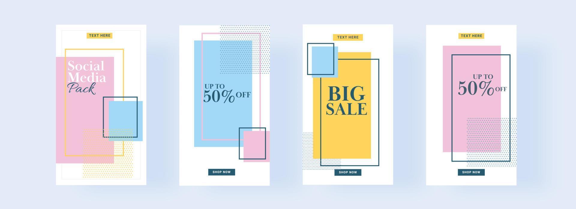 Social Media Template or Flyer Design Set with Best Discount Offer for Sale. vector