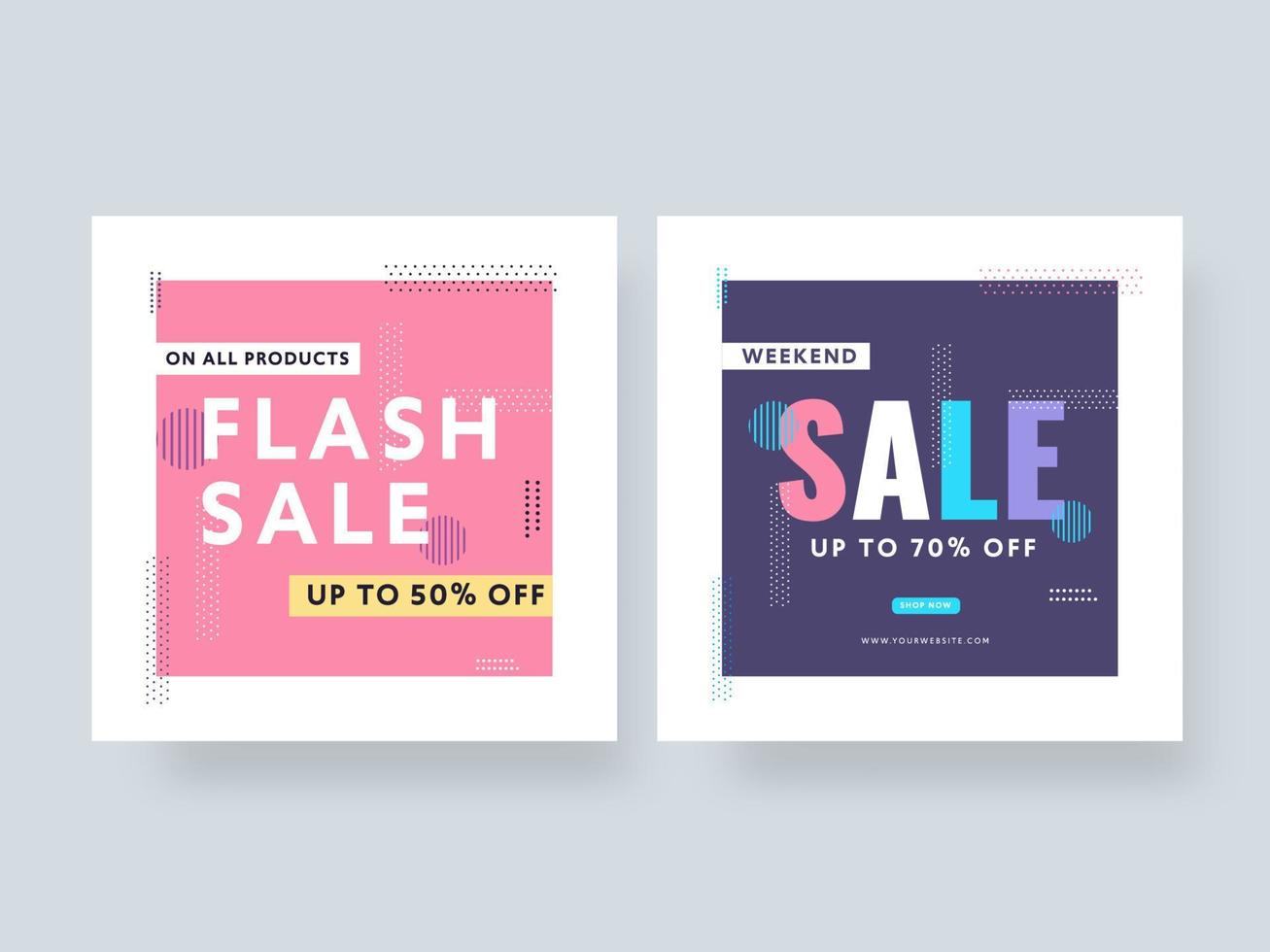 Flash Sale and Weekend Sale Poster Design with Best Discount Offer in Two Color Option. vector
