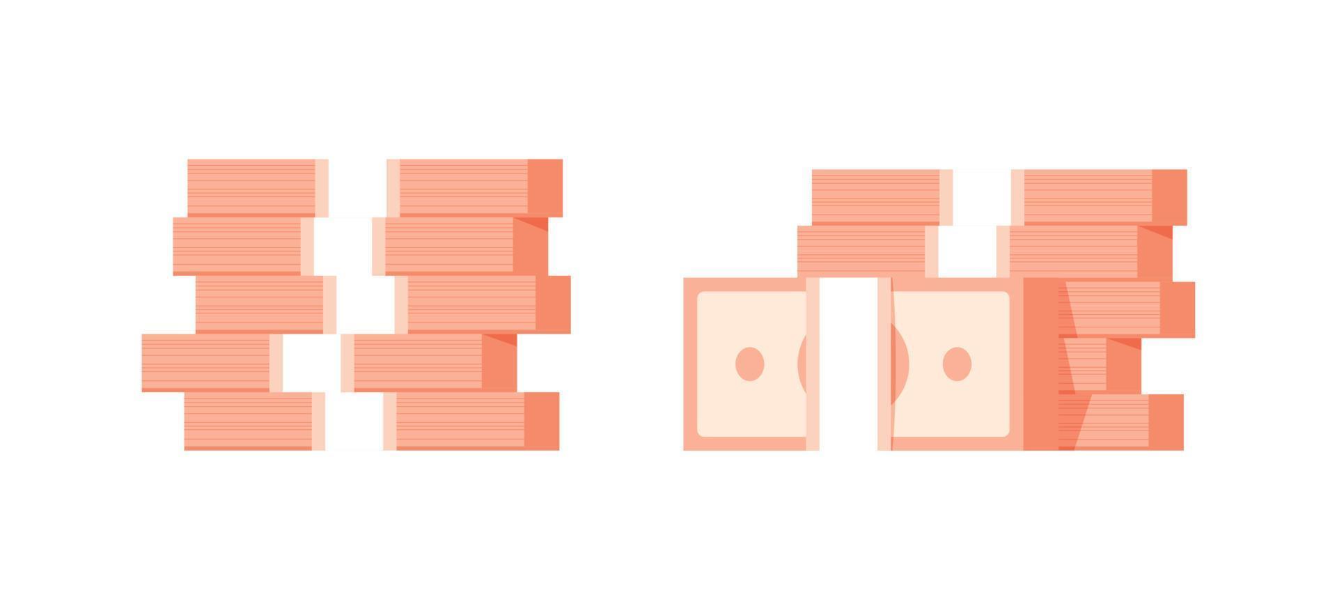 Money stack pile icon vector, paper cash bundle heap bill isolated graphic clipart illustration vector