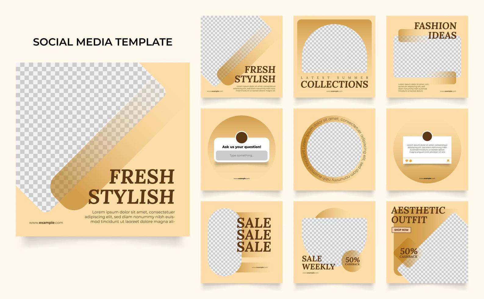 social media template banner fashion sale promotion in brown color vector