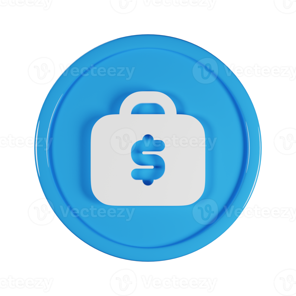 Briefcase Dollar Business Icon 3D Render Illustration png