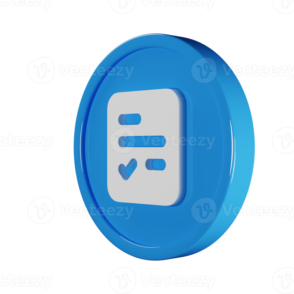 Memo Check Business Icon 3D Render Illustration png