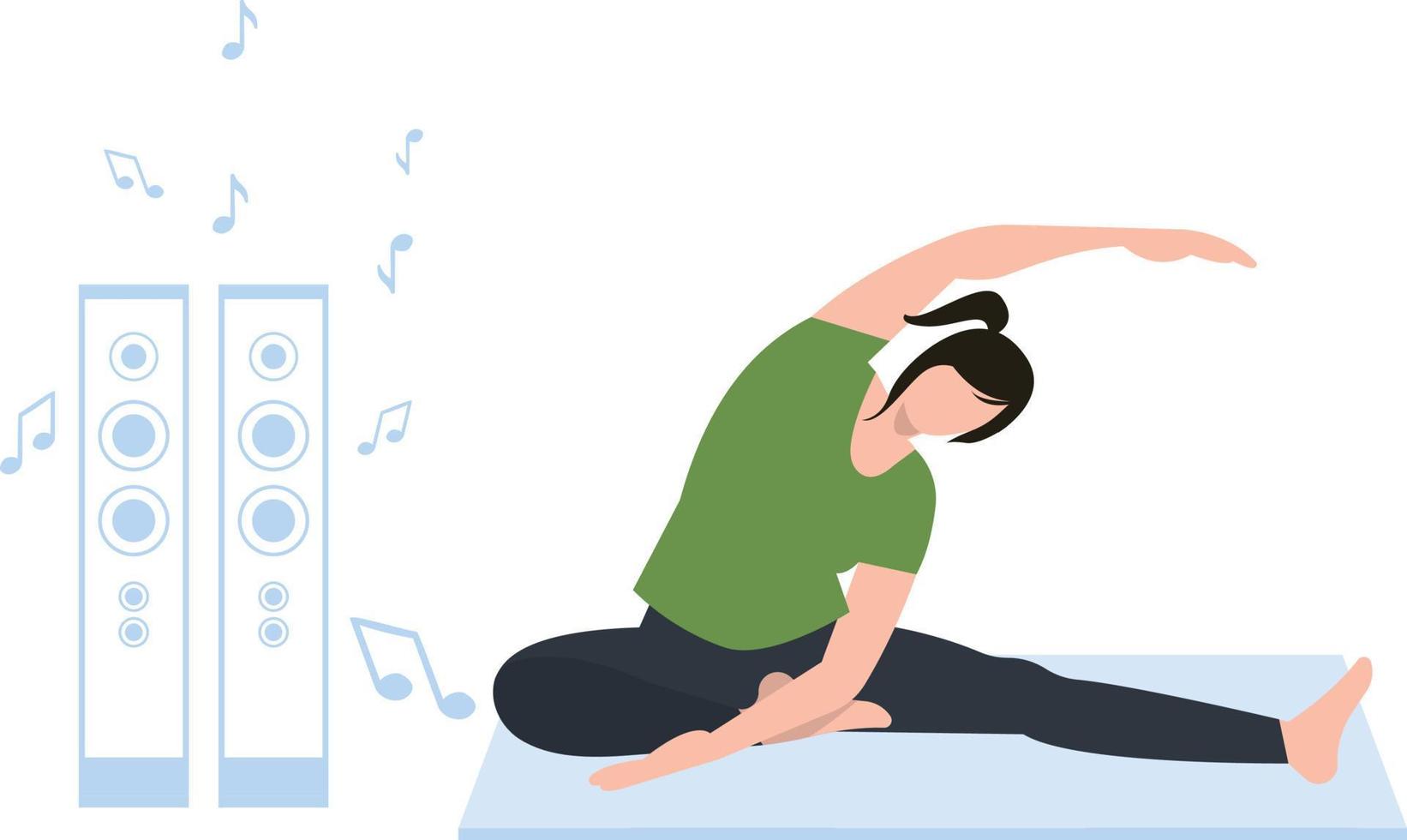 Girl exercising with music. vector