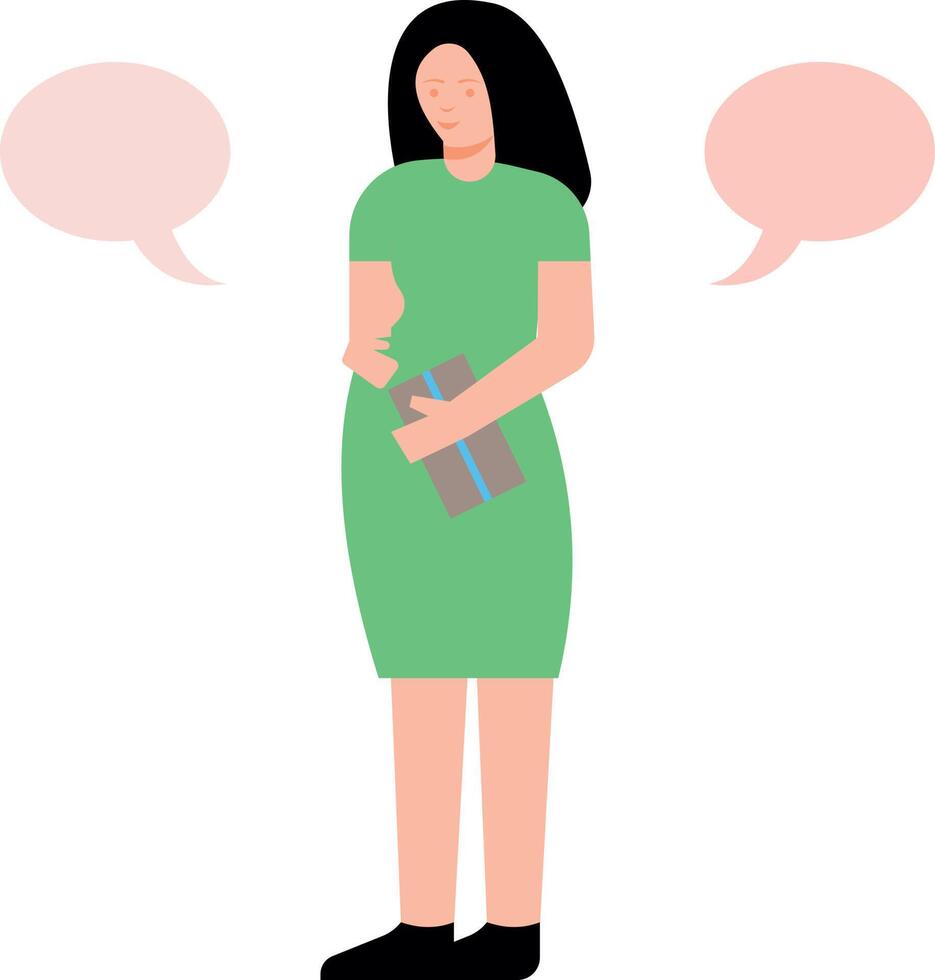 A pregnant woman stands. vector