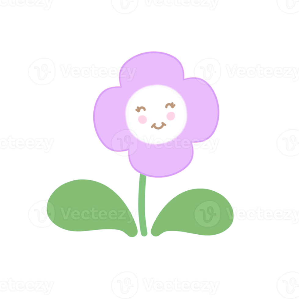Cute colorful face flower stationary sticker png