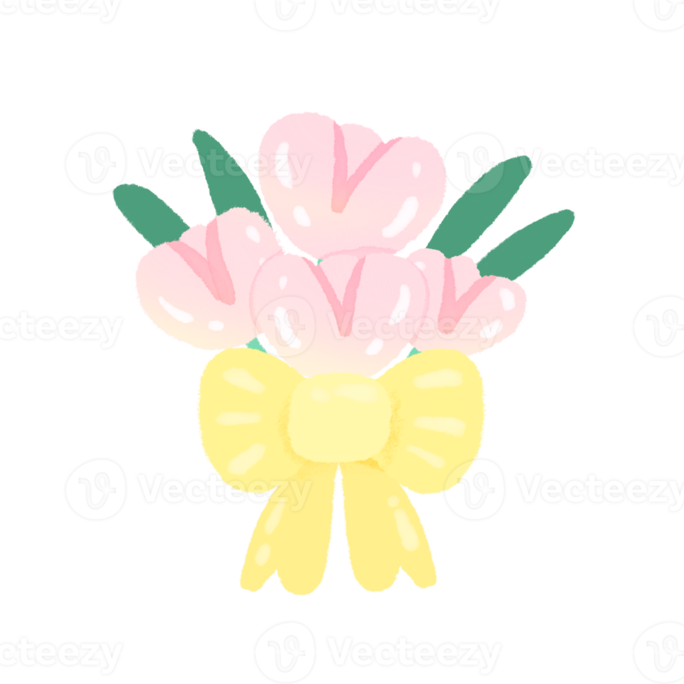 Cute pastel tulips flower stationary sticker png