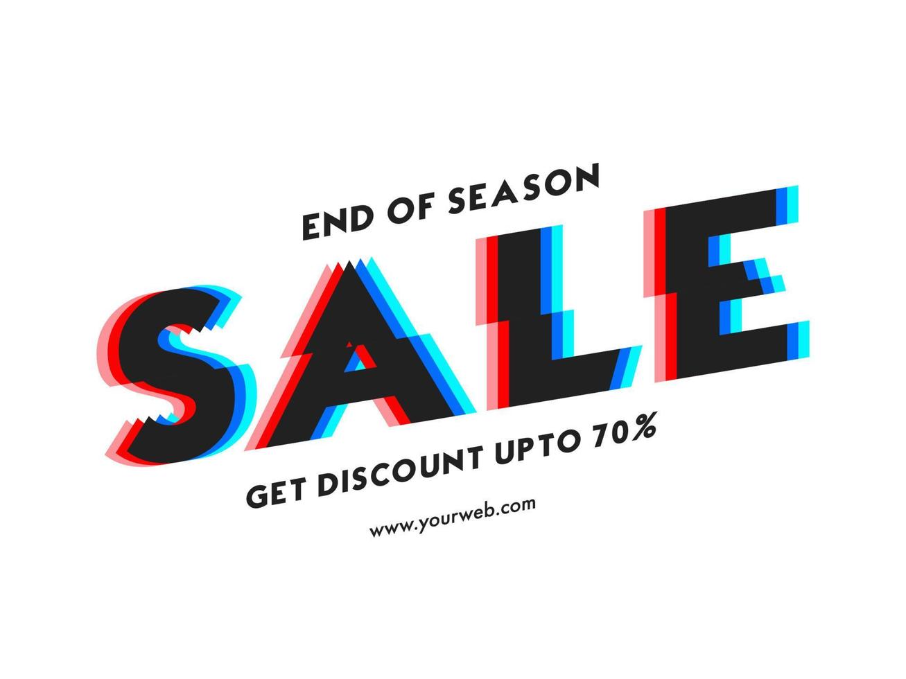 Glitch Effect Sale Text with Discount Offer on White Background for End Of Season Poster Design. vector