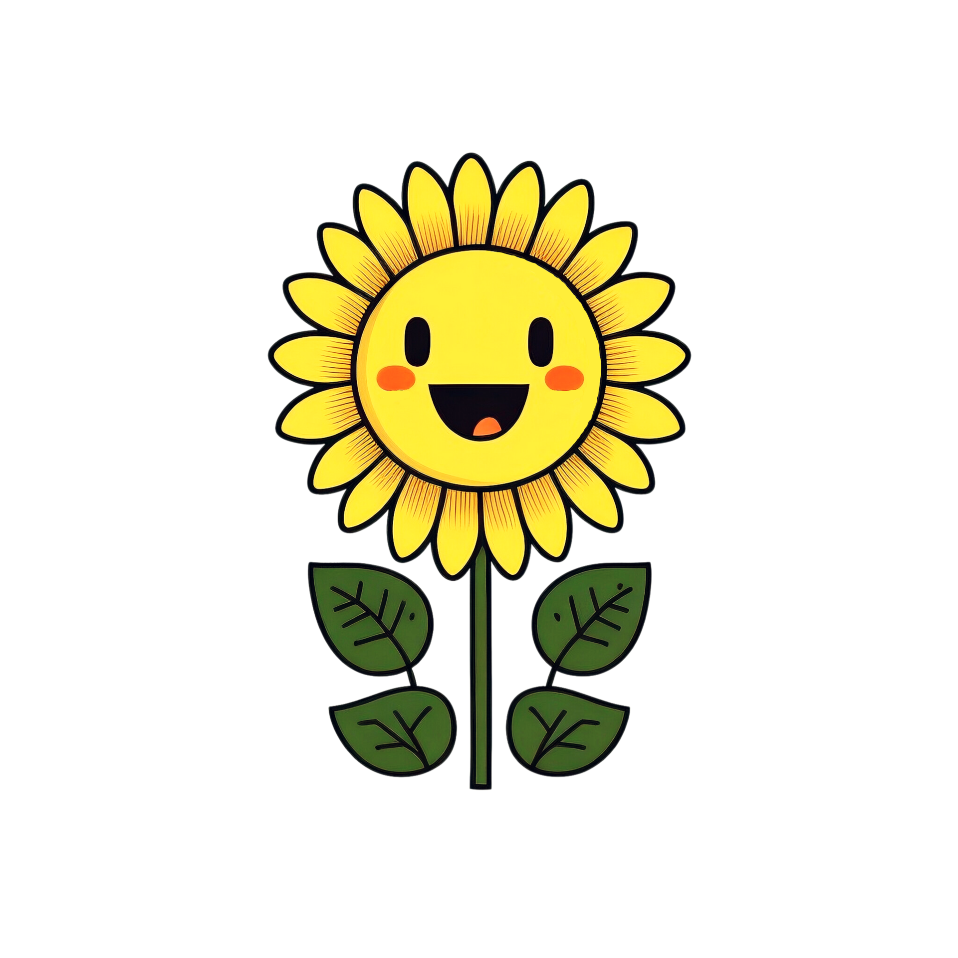 Happy Sunflower Illustration, Cute Cartoon Illustration. 22957763 PNG