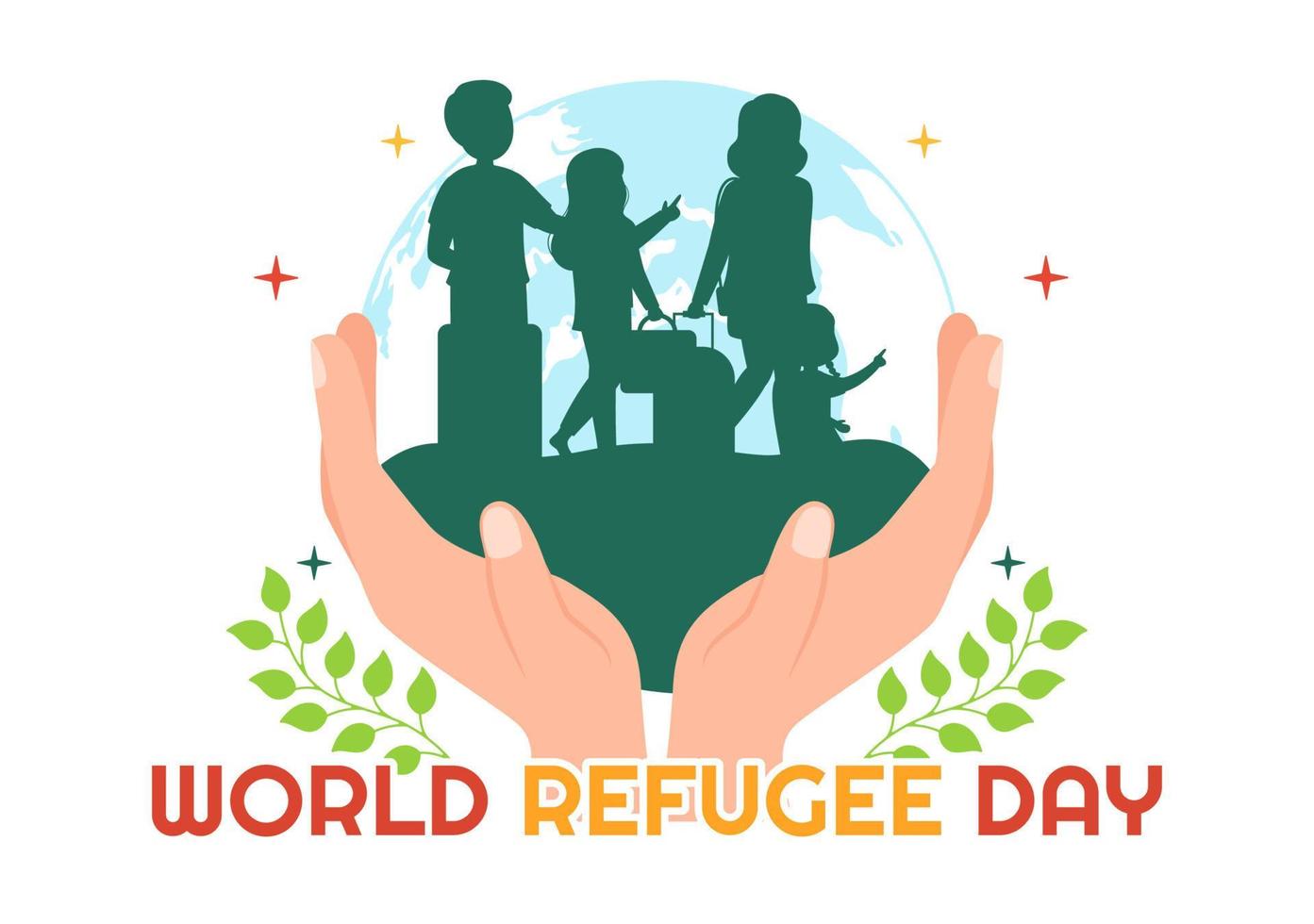 World Refugee Day on 20 June Vector Illustration with Immigration Family and Their Kids Walking Seek Home in Hand Drawn Wire Fence Templates