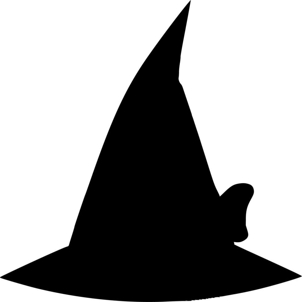 Vector silhouette of witch hat on white background