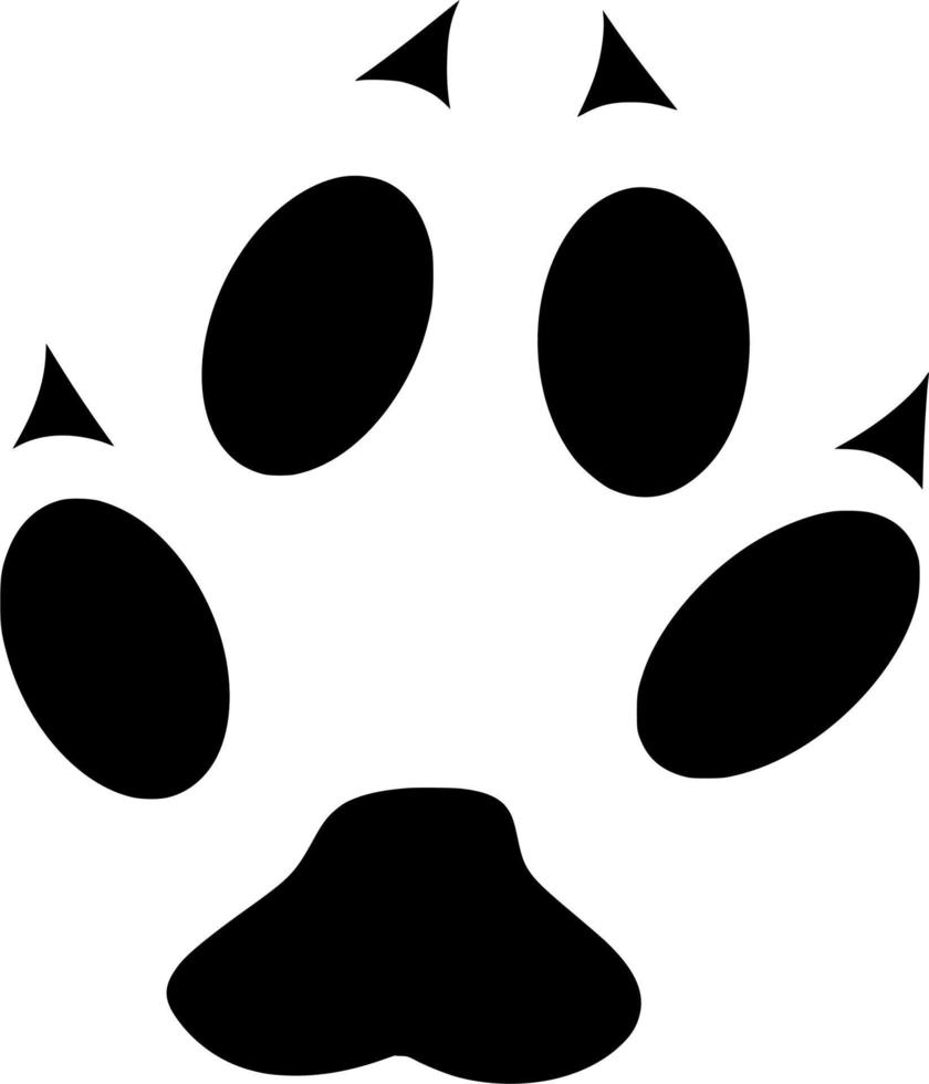 Vector silhouette of paw print on white background