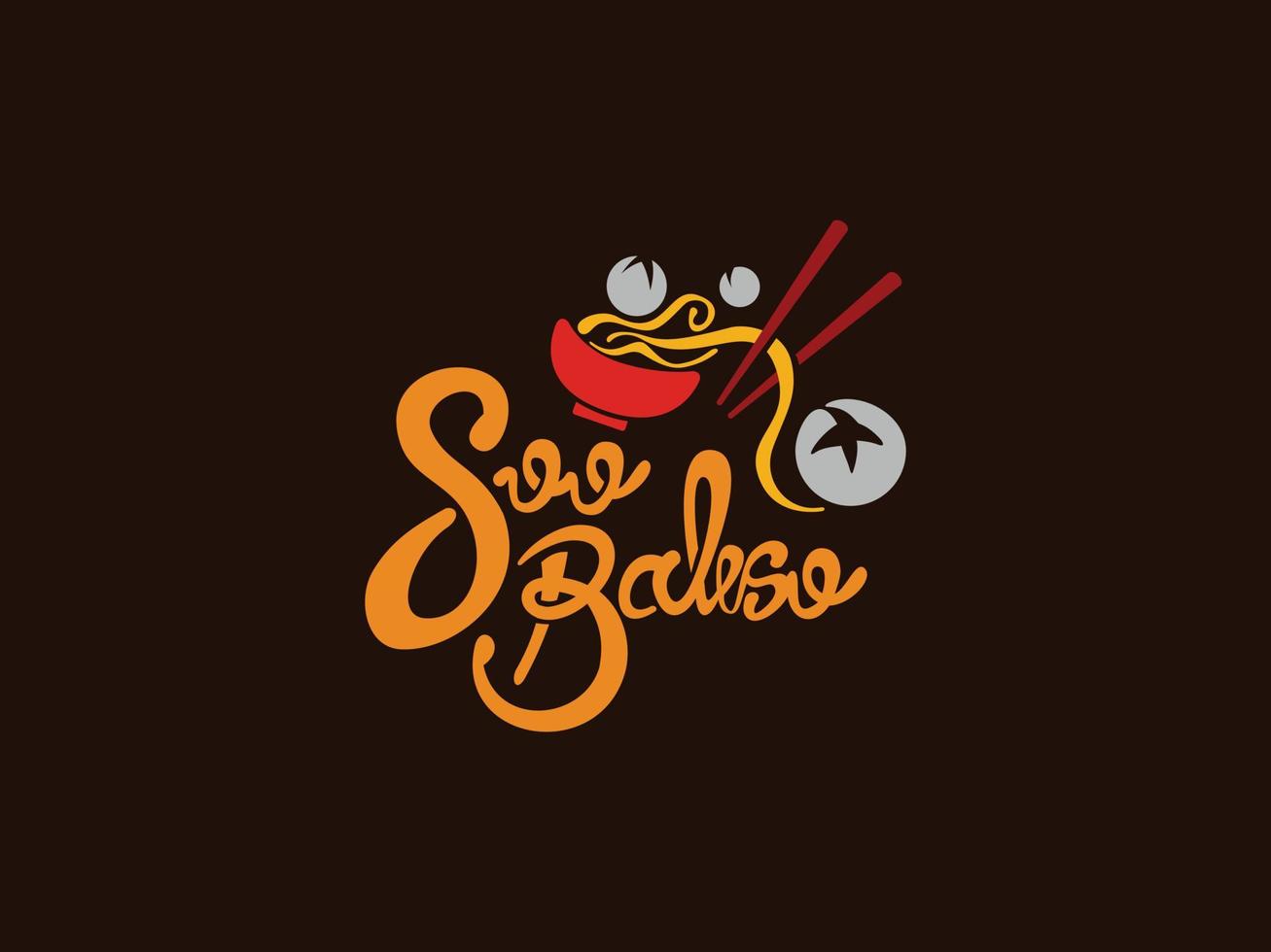 Soo Bakso initial  noodle and meatball logo template for company. Suitable for restaurant food vector