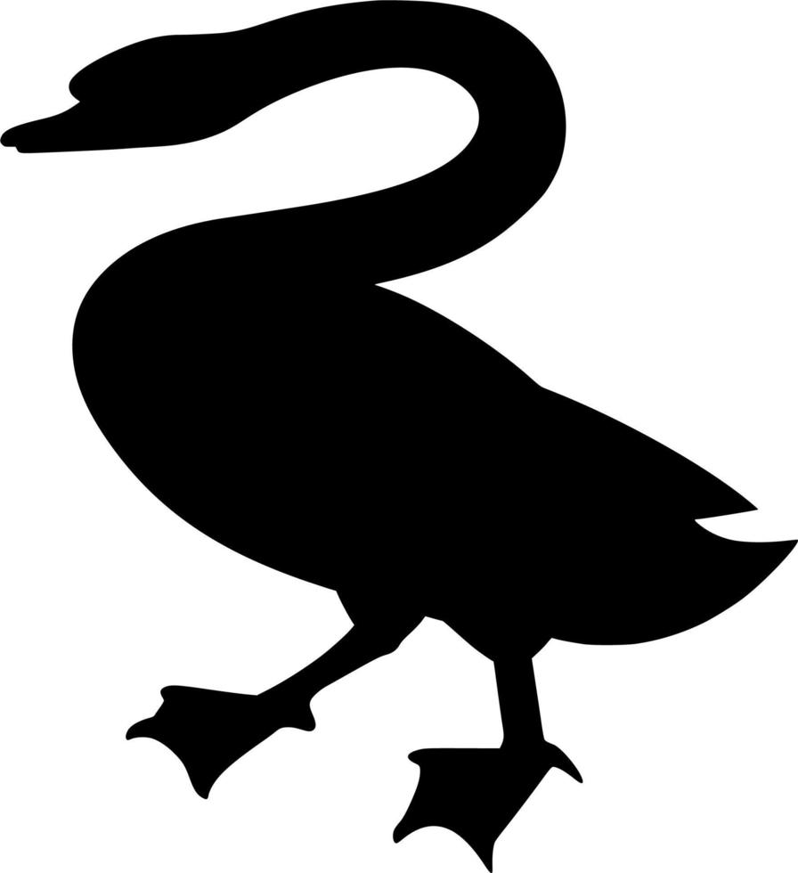 Vector silhouette of Swan on white background