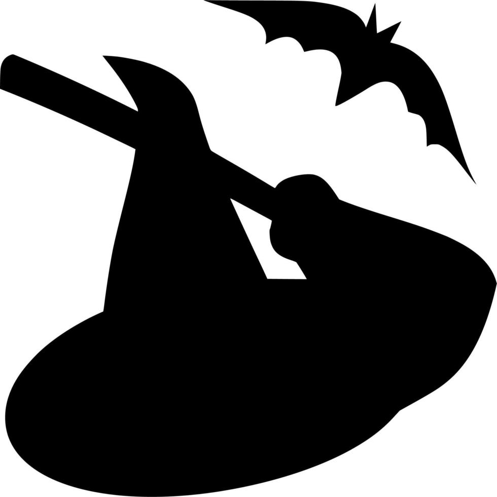 Vector silhouette of witch on white background