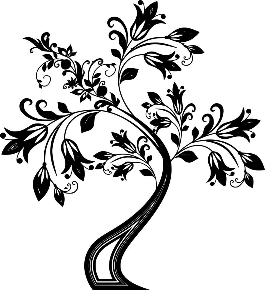 Vector silhouette of Tree on white background