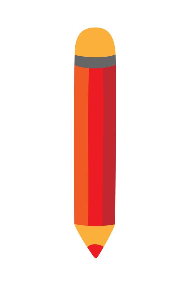 Flat vector cartoon red pencil illustration. Icon for your design isolated on white background