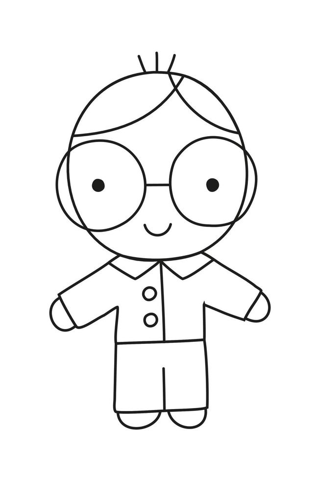plano vector dibujos animados estudiante chico personaje vistiendo lentes en traje para avatar