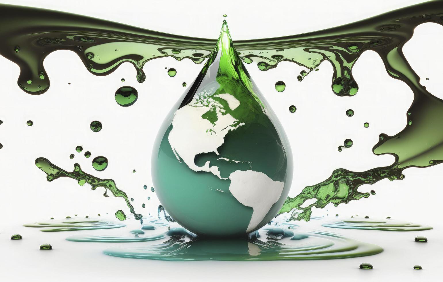 World Earth Day 3d Concept. World Water Day 3d Concept. Saving Earth and water and world environmental protection concept- Environment day, Generate Ai photo