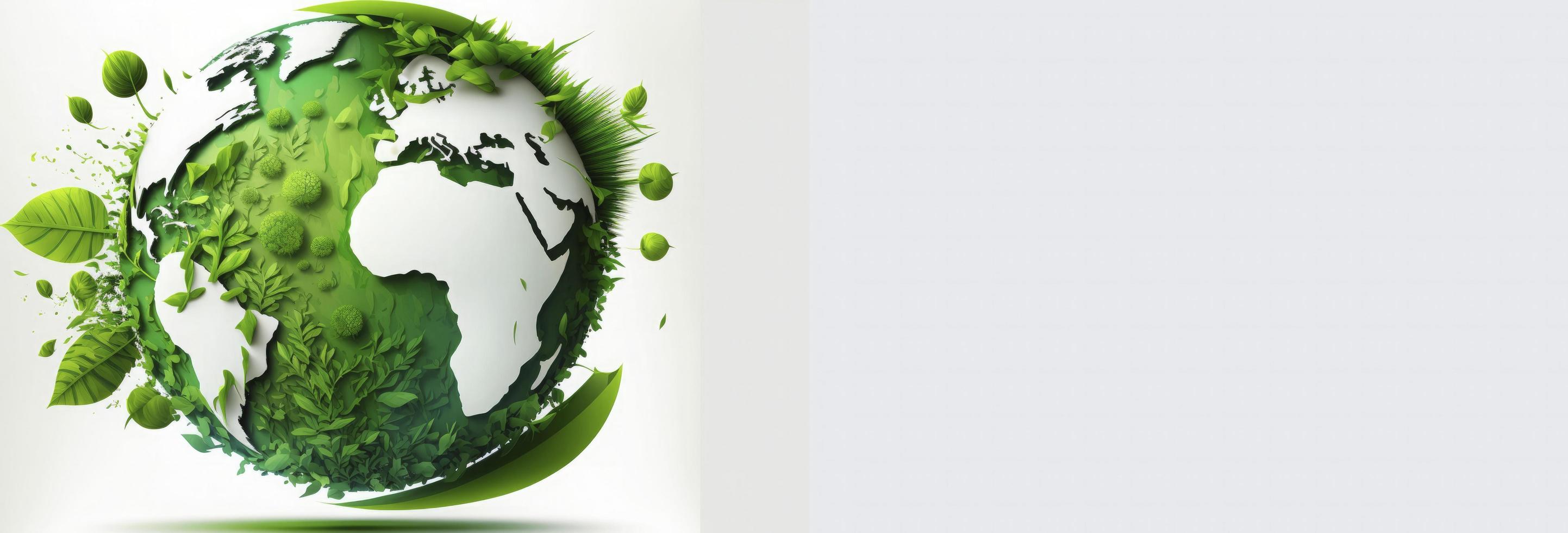 World Earth day concept. Illustration of the green planet earth on a white background. earth day poster, banner, card,  APRIL 22, Saving the planet, environment,  Planet Earth,  Generate Ai photo