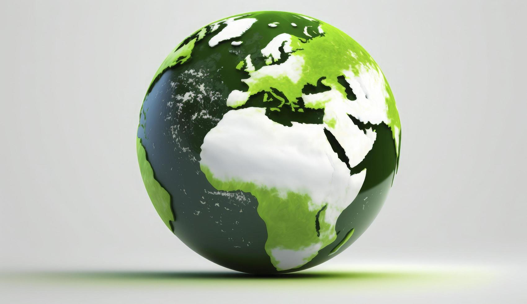 World Earth day concept. Illustration of the green planet earth on a white background. earth day poster, banner, card,  APRIL 22, Saving the planet, environment,  Planet Earth,  Generate Ai photo